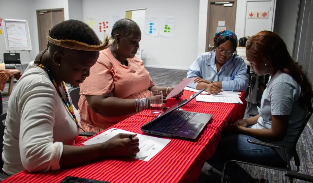 Participants working on group activities